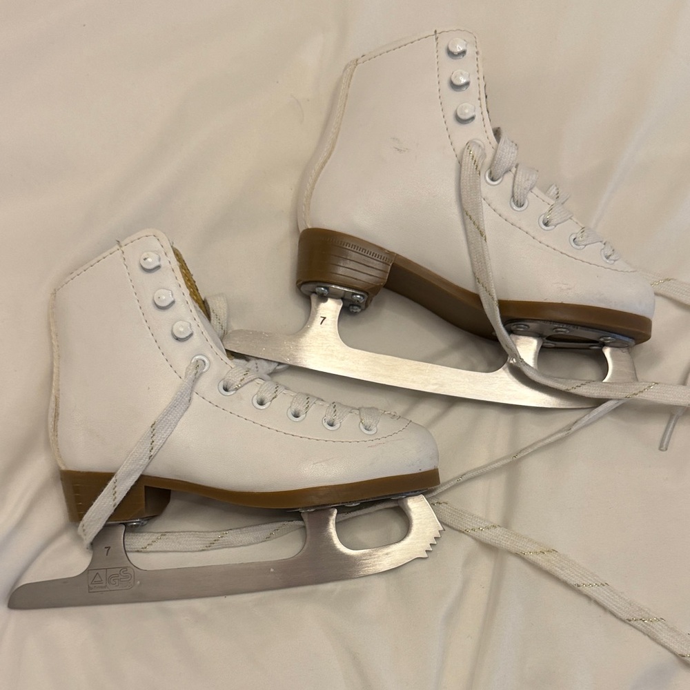 Girls White Figure Ice Skates - Classic Lace-Up Design